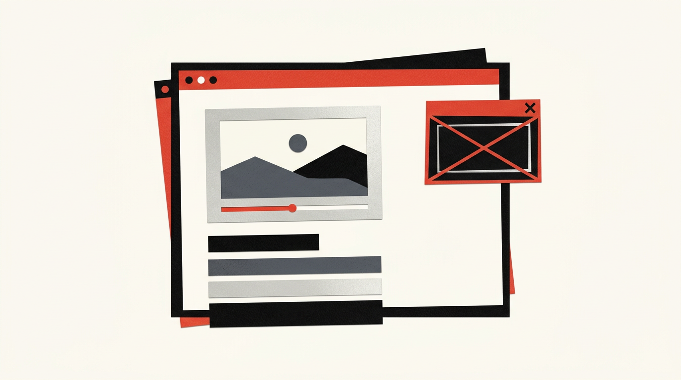 Abstrakte Browseransicht mit ausgefiltertem Werbefenster
